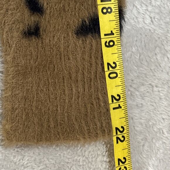 Anthropologie Cloth & Stone Women L Cardigan Sweater Brown Black Fuzzy Cheetah - Picture 9 of 13